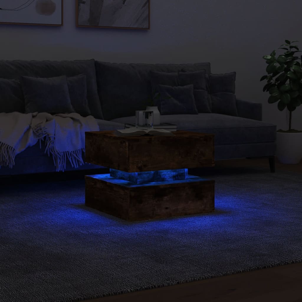 Ormarić za uzglavlje LED boja dimljenog hrasta 50x50x40 cm