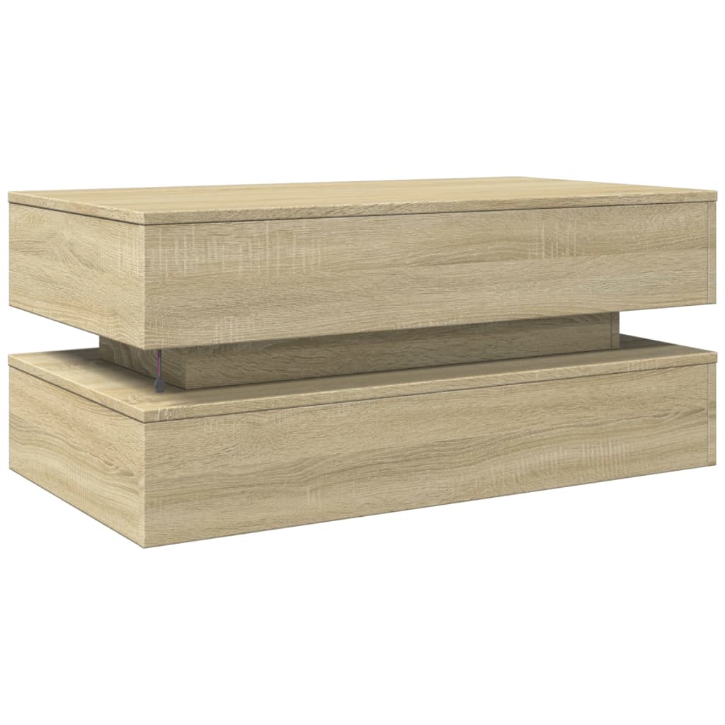 Stolić za kavu s LED svjetlima boja hrasta 90 x 50 x 40 cm