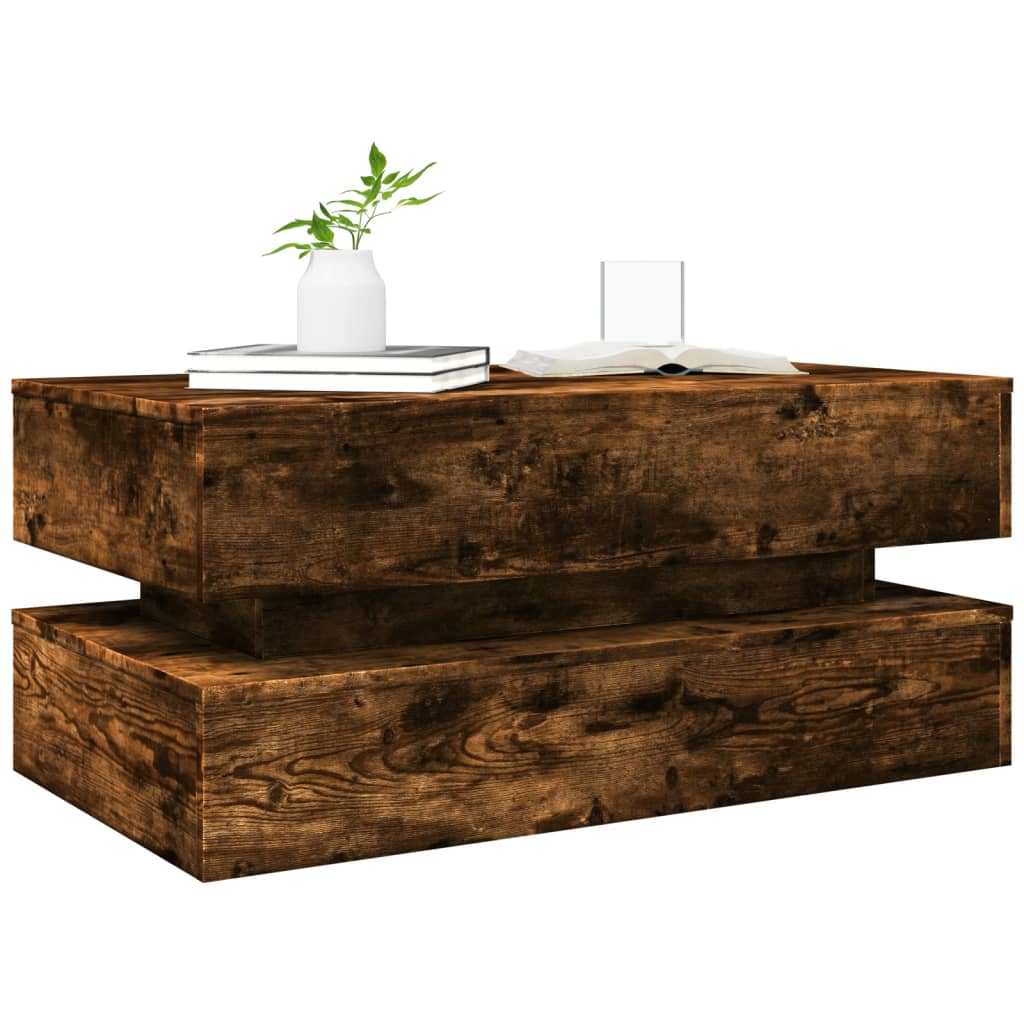 Stolić za kavu s LED svjetlima boja hrasta 90 x 50 x 40 cm