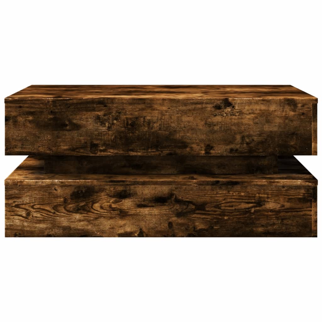Stolić za kavu s LED svjetlima boja hrasta 90 x 50 x 40 cm