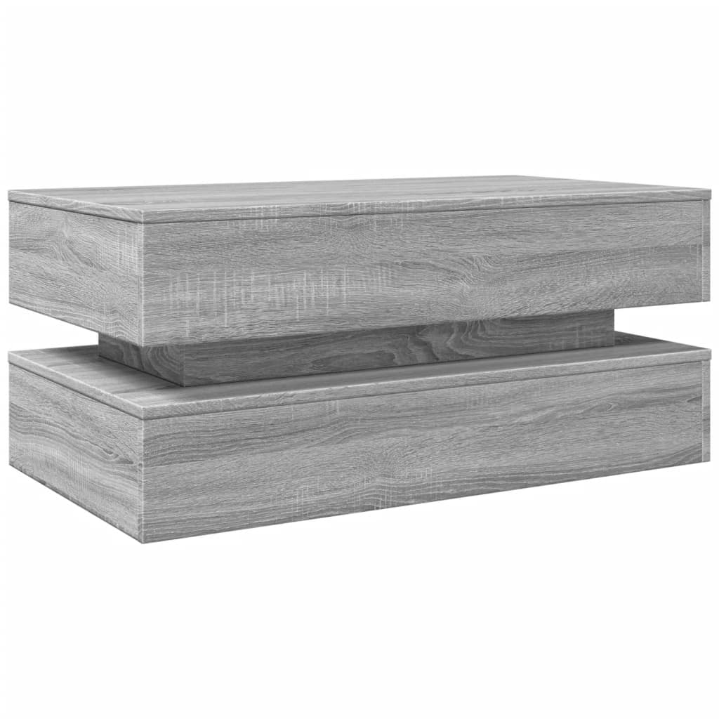 Stolić za kavu s LED svjetlima siva boja hrasta 90 x 50 x 40 cm