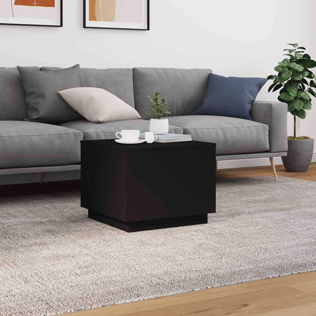 Stolić za kavu s LED svjetlima crni 50 x 50 x 40 cm