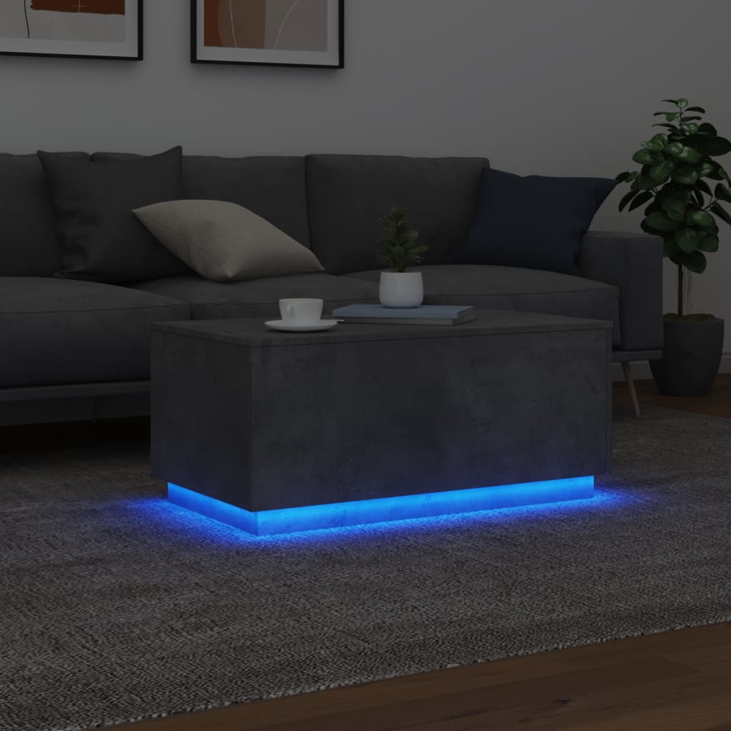Stolić za kavu s LED svjetlima siva boja betona 90 x 50 x 40 cm