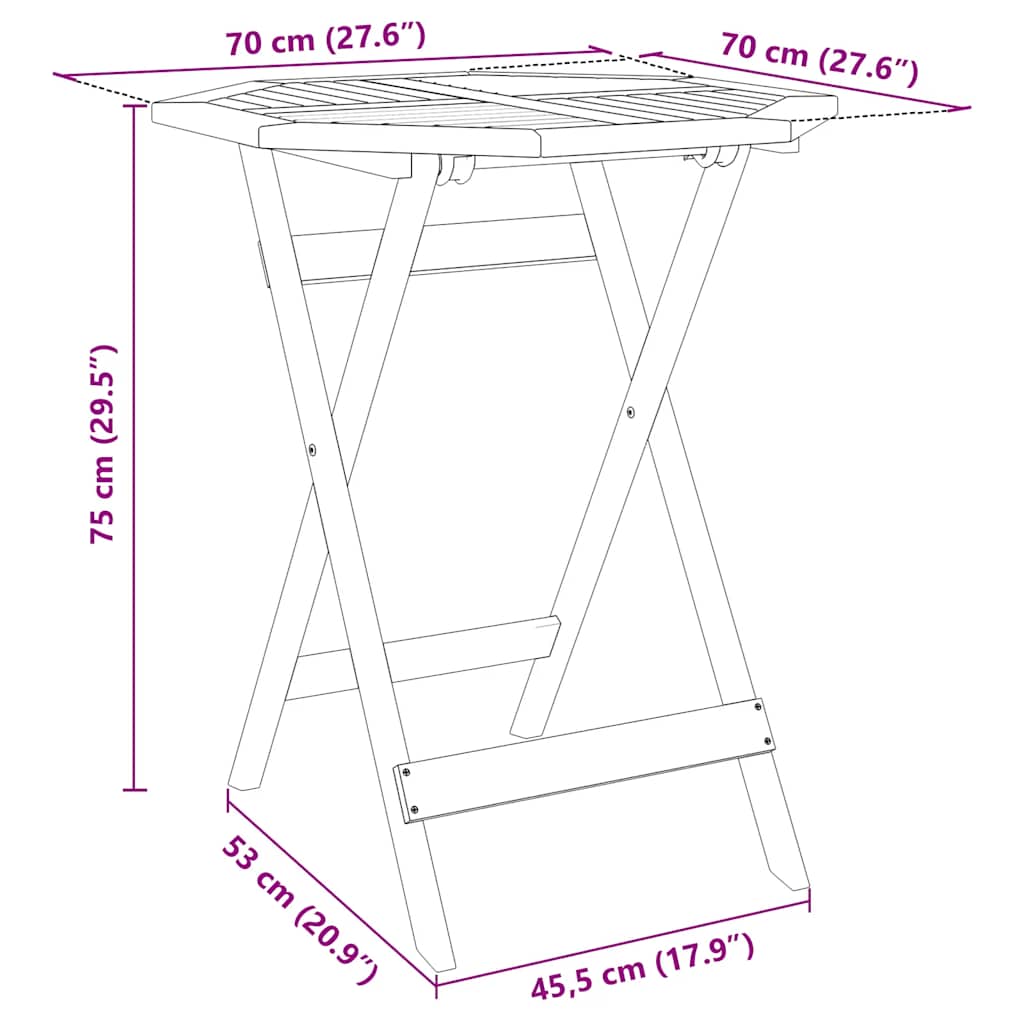 Sklopivi vrtni stol Ø70x75 cm od masivnog bagremovog drva