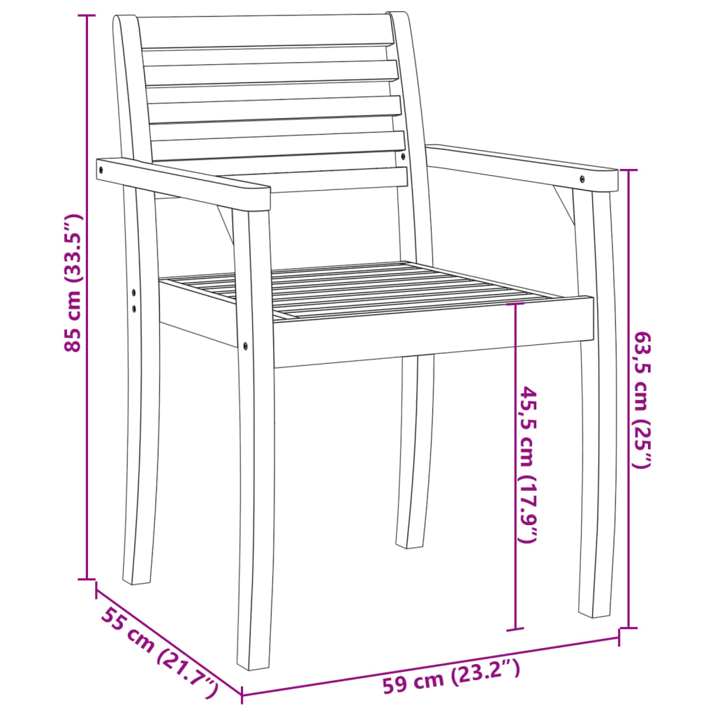 Vrtne stolice 2 kom 59x55x85 cm od masivnog bagremovog drva