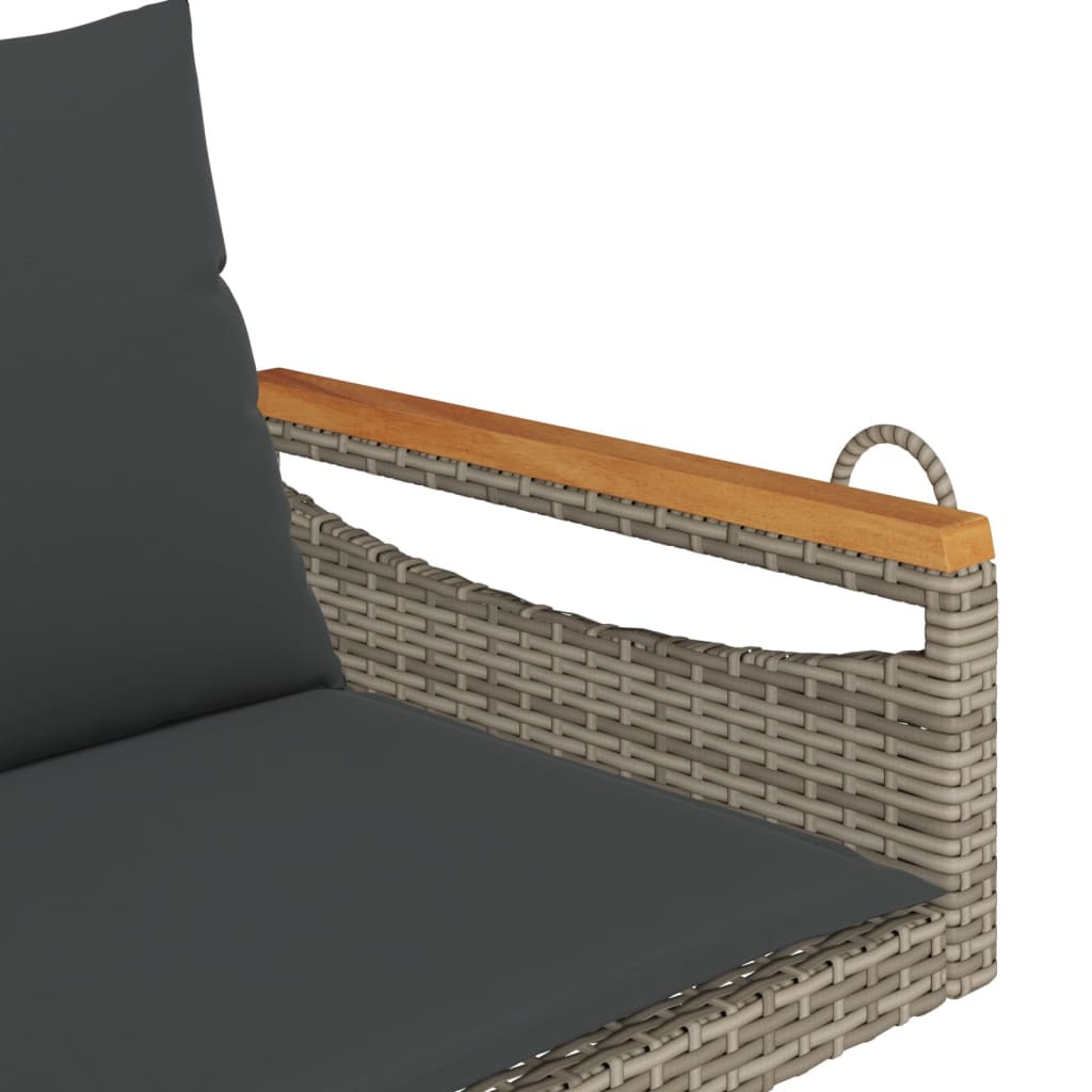 Klupa za ljuljanje s jastucima siva 109x62x40 cm od poliratana
