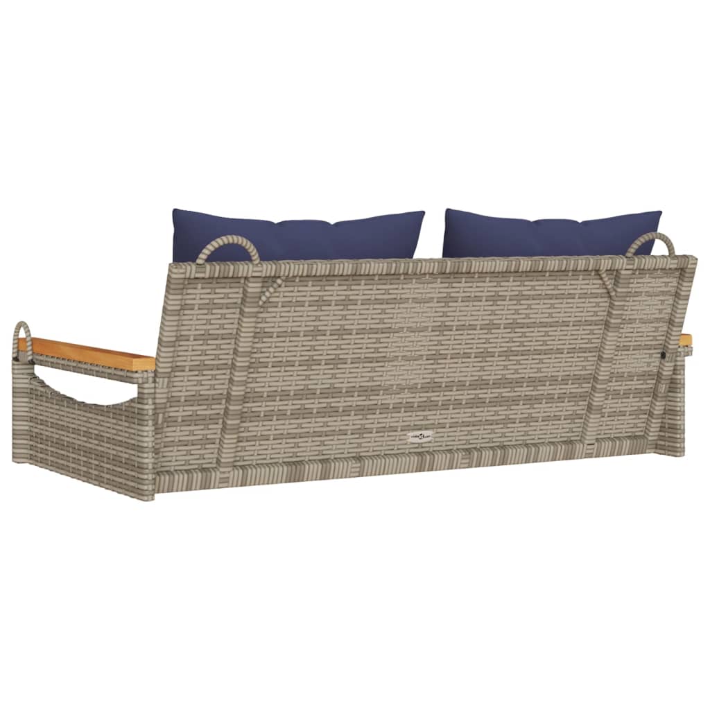 Klupa za ljuljanje s jastucima siva 109x62x40 cm od poliratana