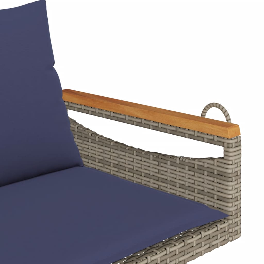 Klupa za ljuljanje s jastucima siva 109x62x40 cm od poliratana
