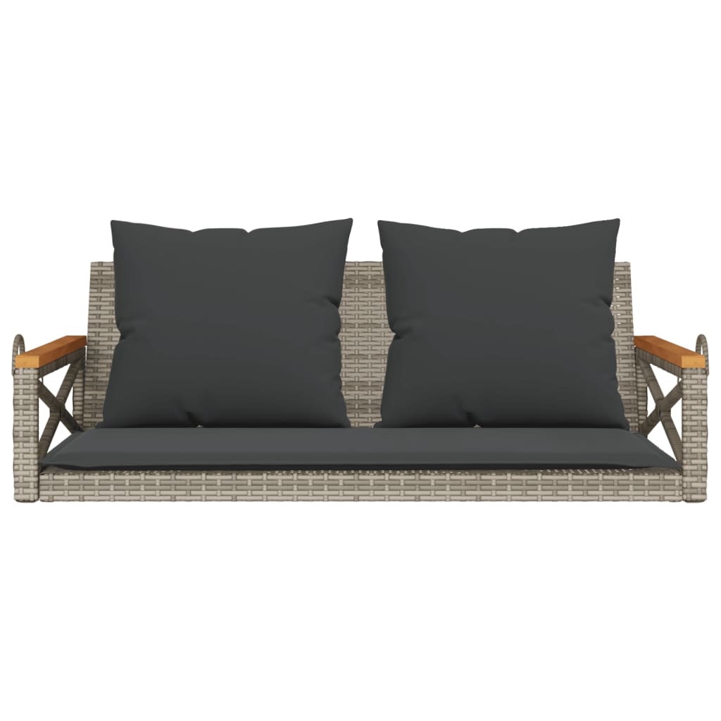 Klupa za ljuljanje s jastucima siva 109x62x40 cm od poliratana