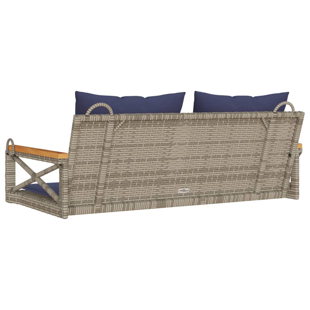 Klupa za ljuljanje s jastucima siva 109x62x40 cm od poliratana