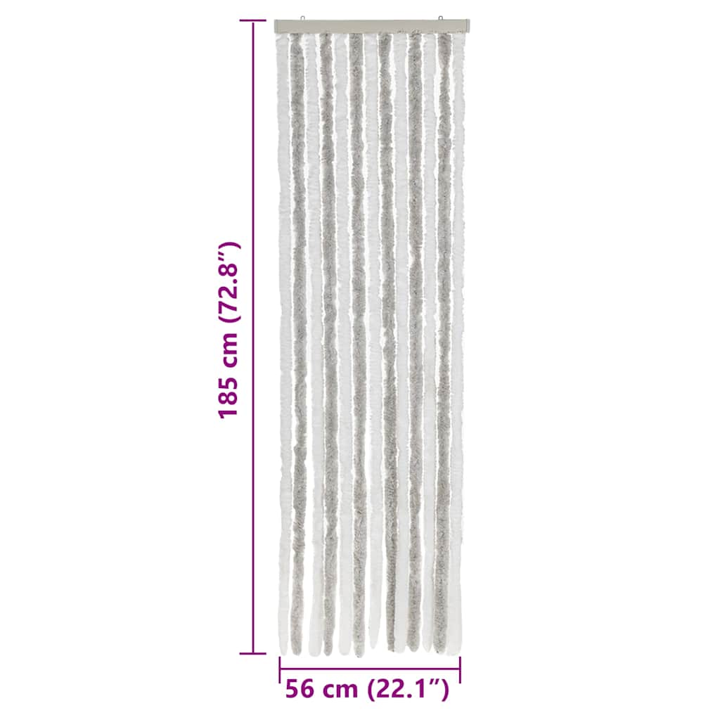 Zastor protiv muha svjetlosivi i bijeli 56x185 cm od šenila