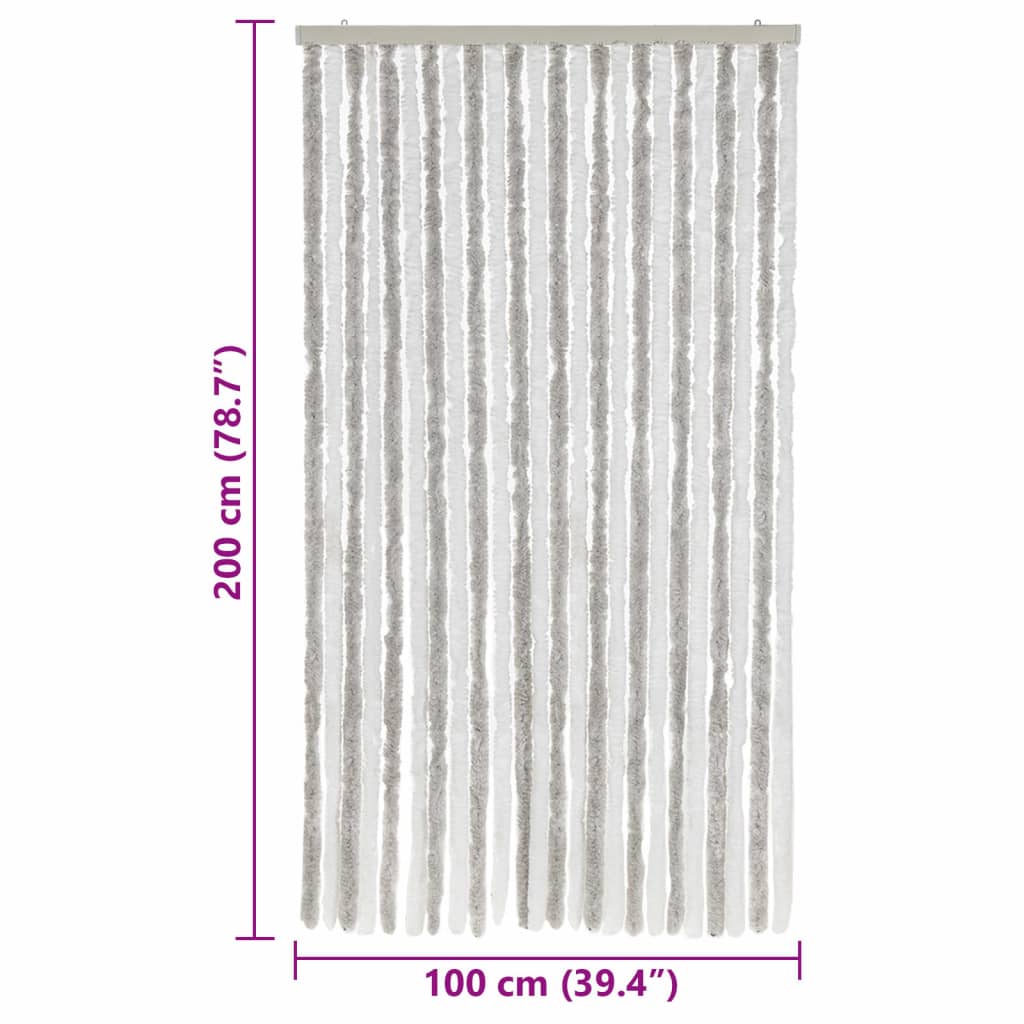 Zastor protiv muha svjetlosivi i bijeli 100 x 200 cm od šenila