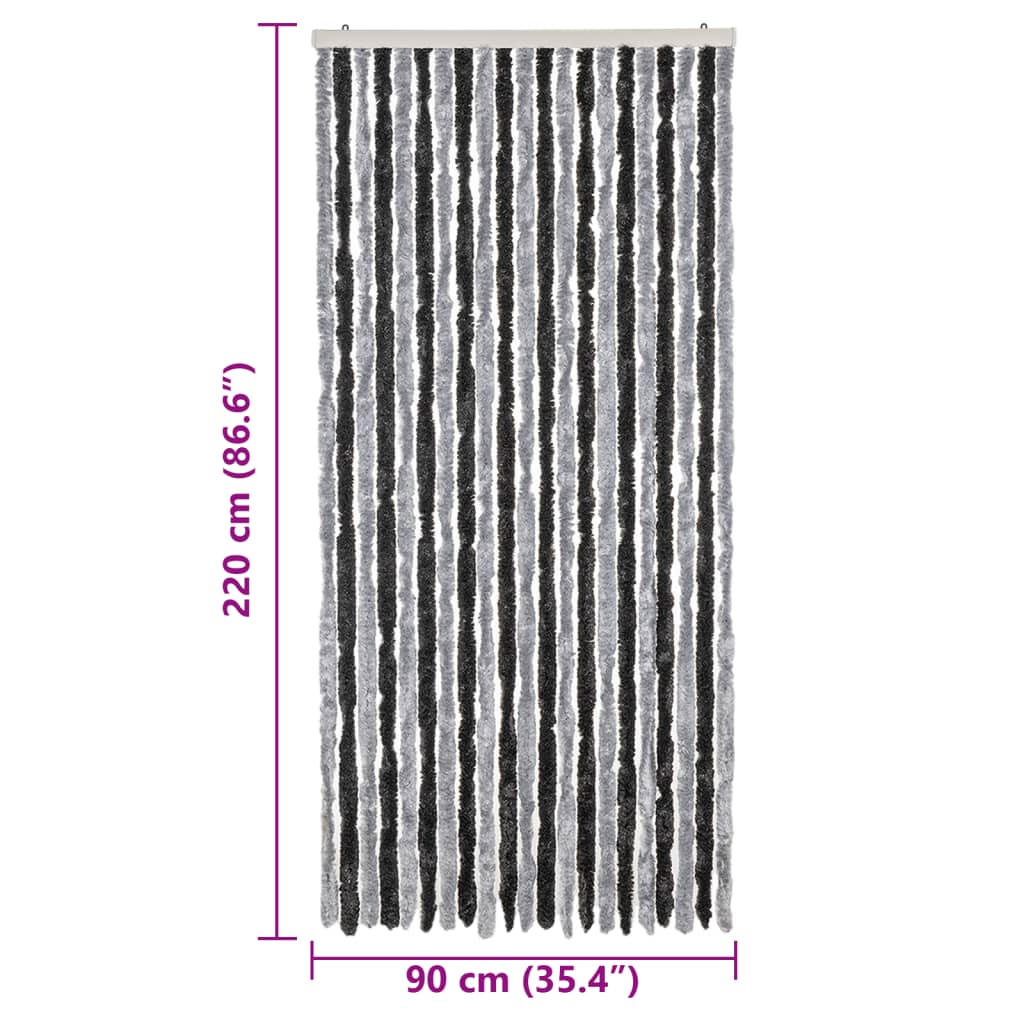 Zastor protiv muha sivo-crni 90 x 220 cm od šenila