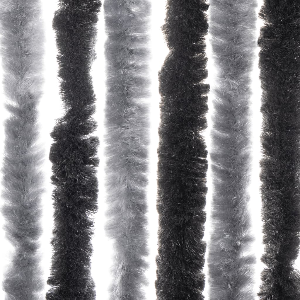 Zastor protiv muha sivo-crni 100 x 200 cm od šenila
