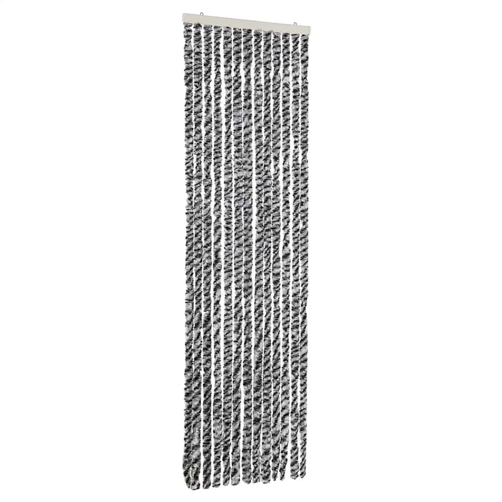 Zastor protiv insekata sivi i crno-bijeli 56x185 cm šenil