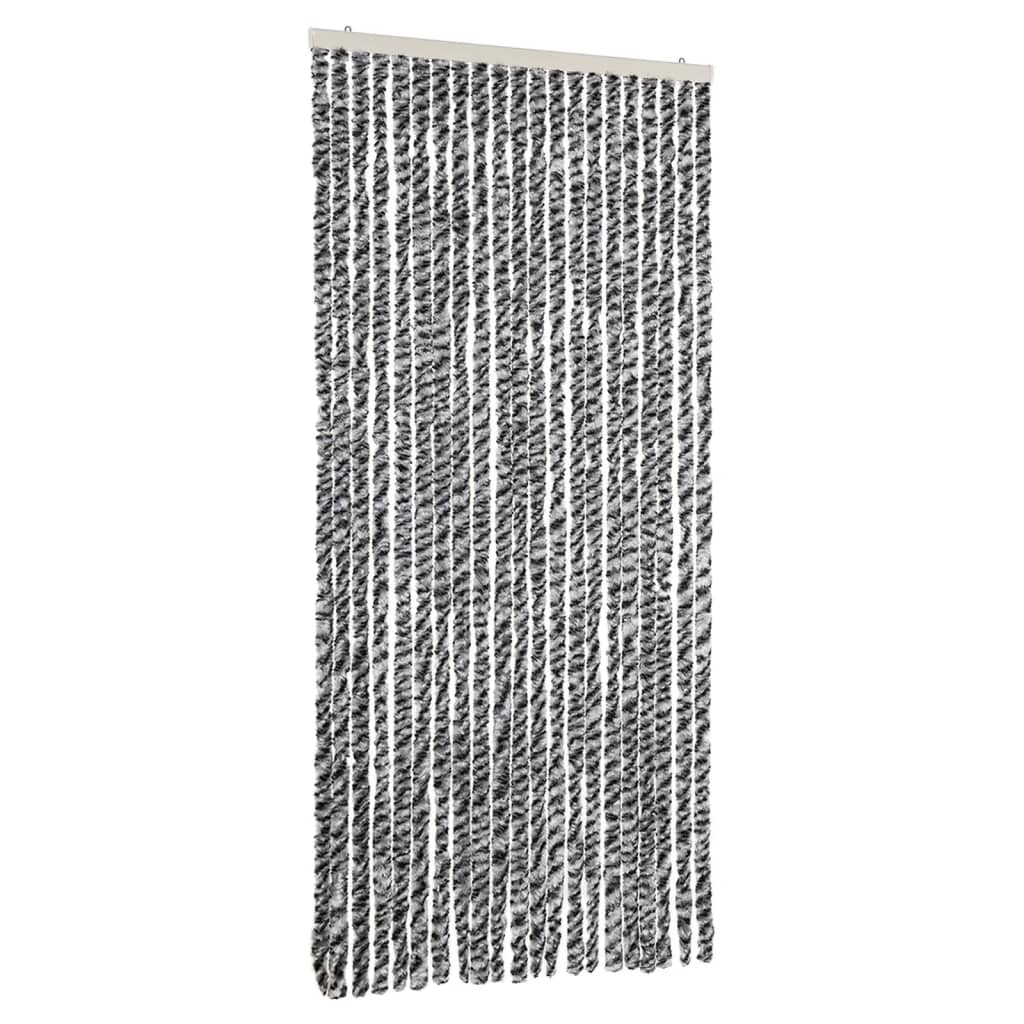 Zastor protiv insekata sivi i crno-bijeli 90 x 220 cm šenil