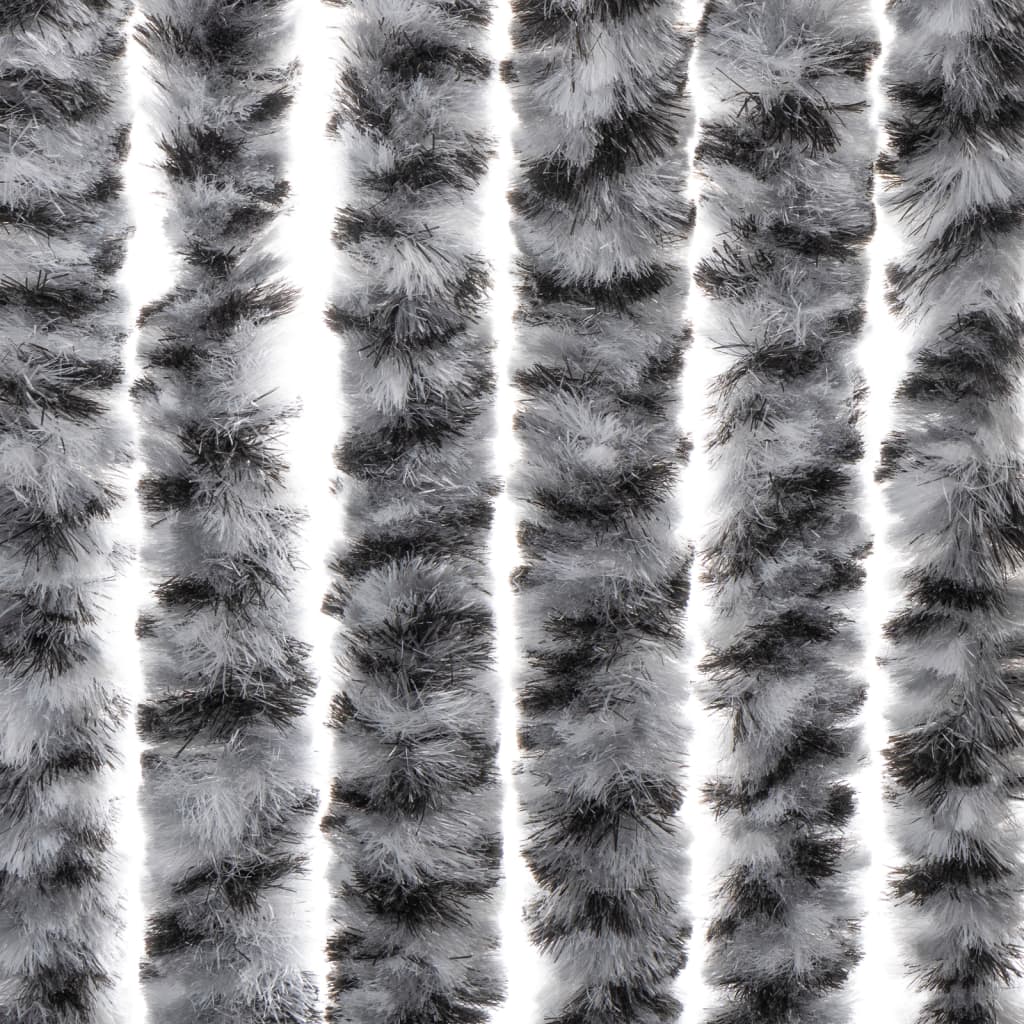 Zastor protiv insekata sivi i crno-bijeli 90 x 220 cm šenil