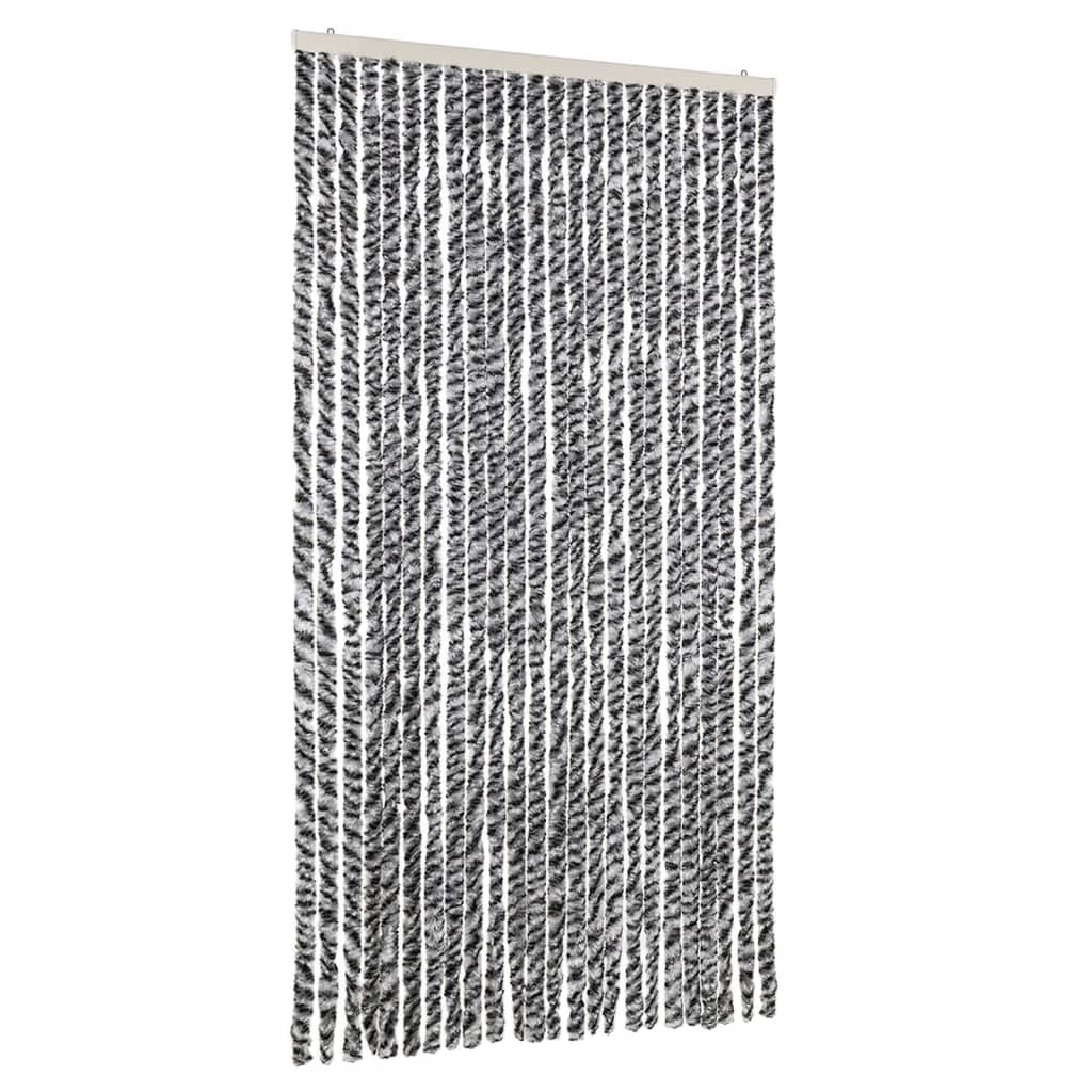 Zastor protiv muha sivi i crno-bijeli 100 x 200 cm od šenila