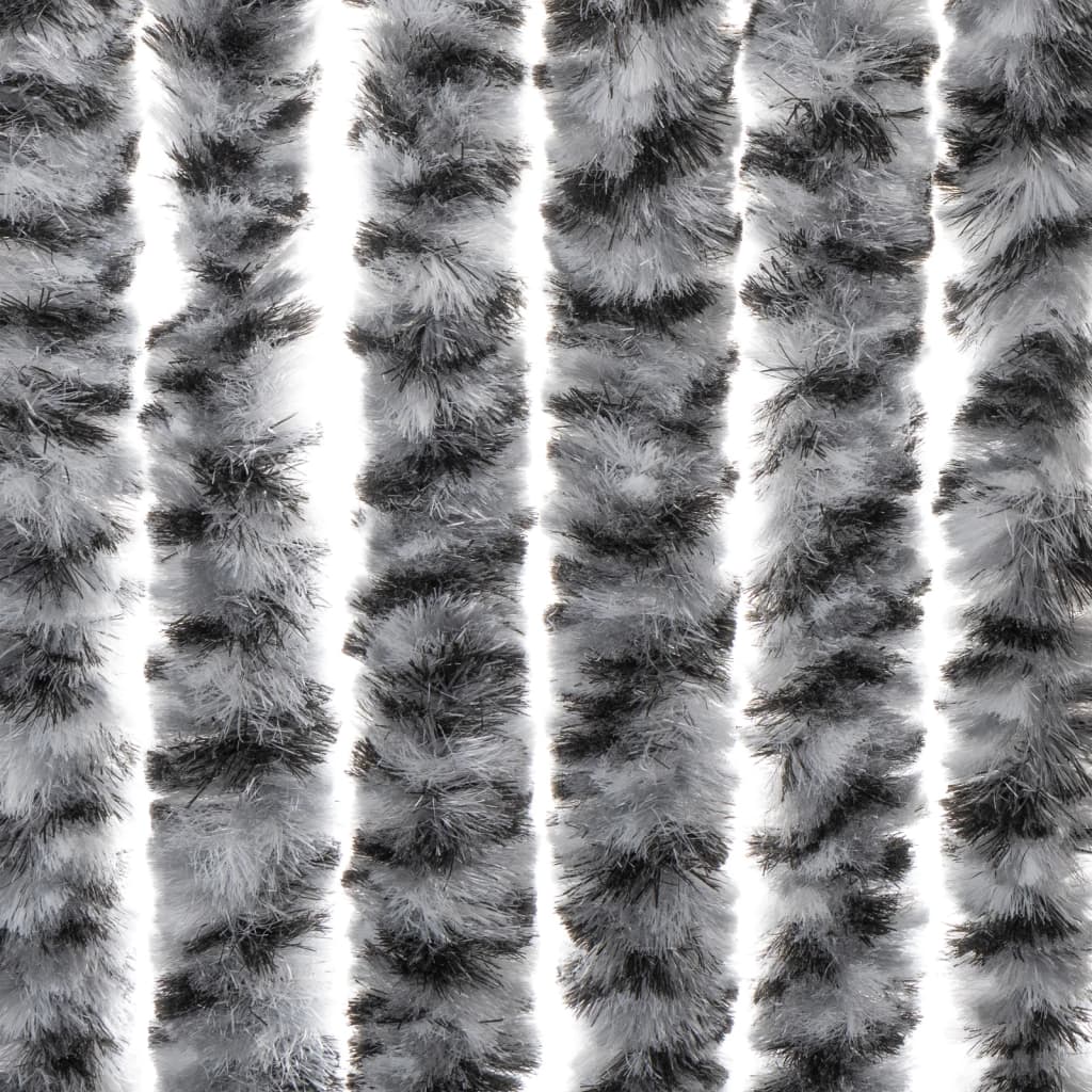Zastor protiv muha sivi i crno-bijeli 100 x 200 cm od šenila