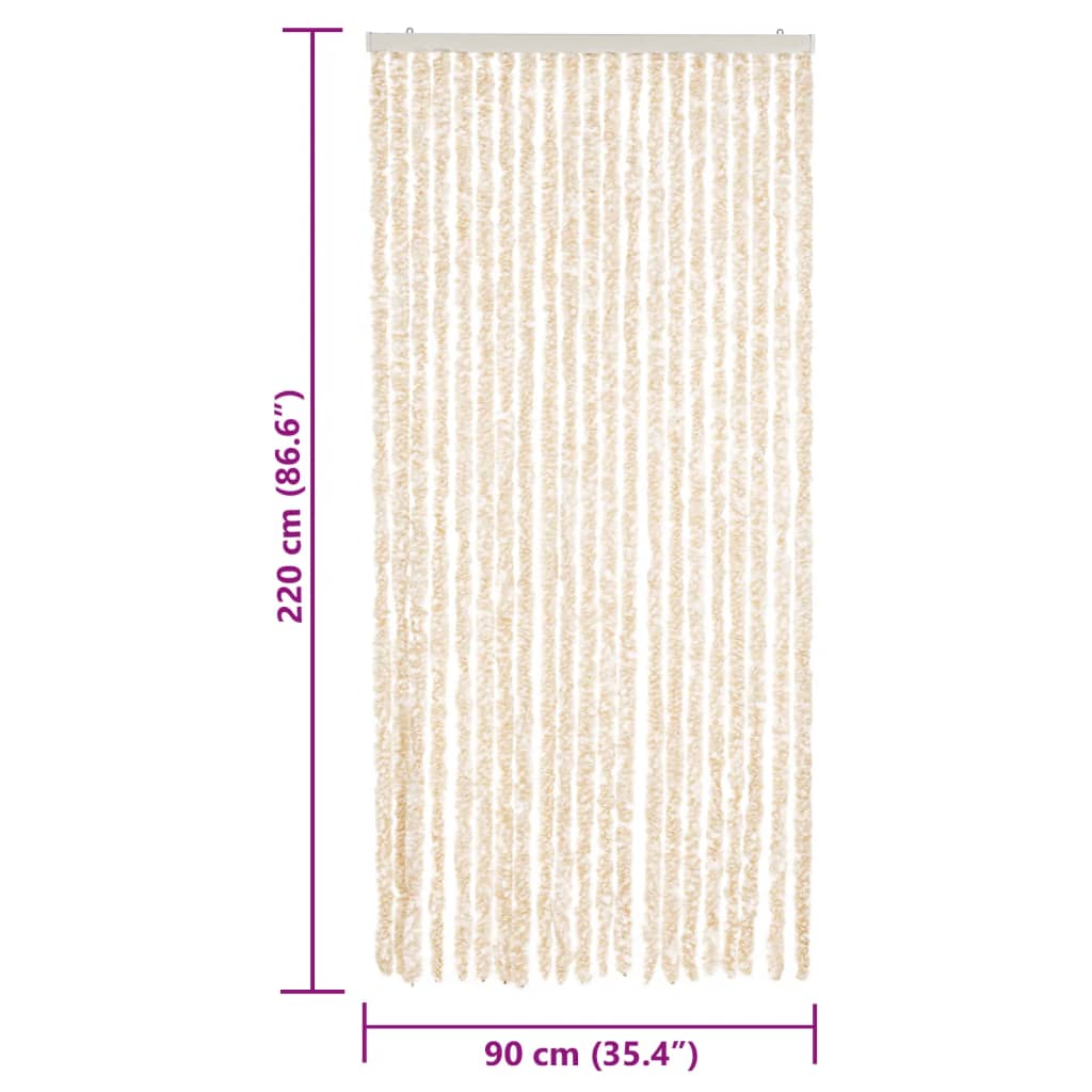 Zastor protiv muha bež i bijeli 90 x 220 cm od šenila