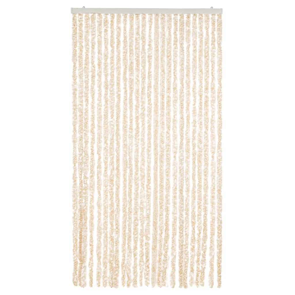 Zastor protiv muha bež i bijeli 100 x 200 cm od šenila