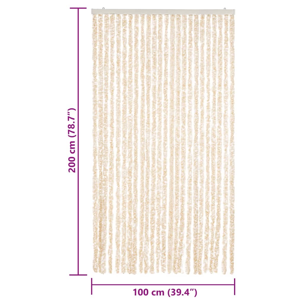 Zastor protiv muha bež i bijeli 100 x 200 cm od šenila