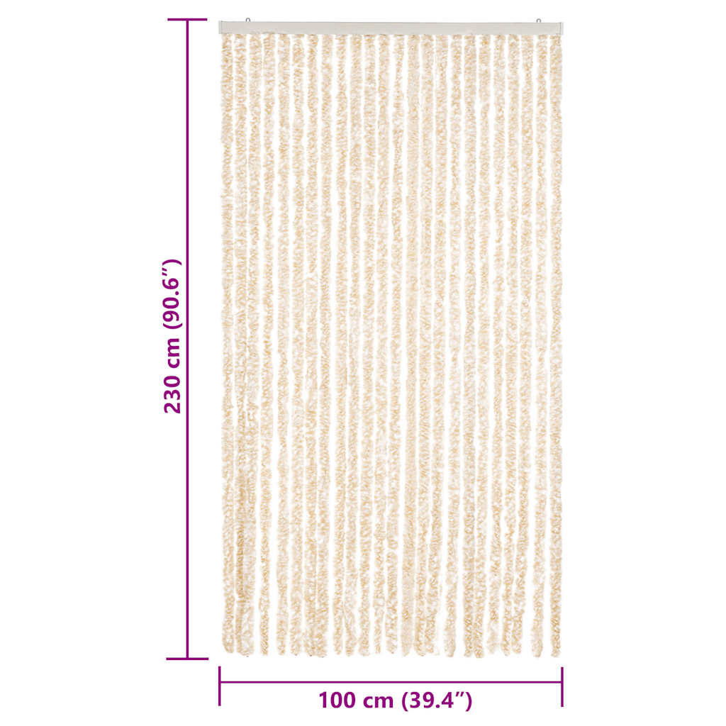 Zastor protiv muha bež i bijeli 100 x 230 cm od šenila