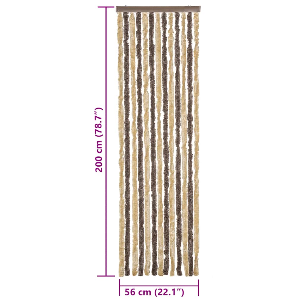 Zastor protiv muha tamnosmeđi i bež 56x200 cm od šenila