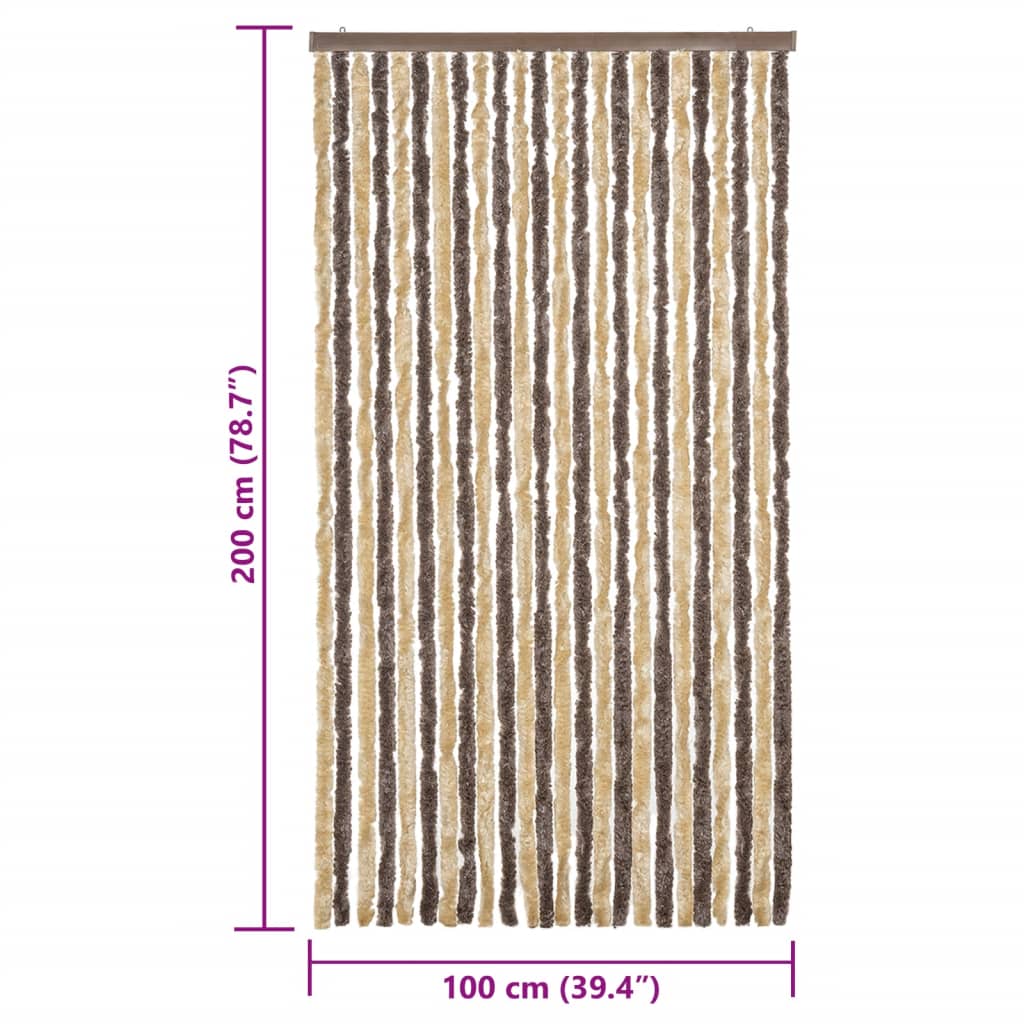 Zastor protiv muha tamnosmeđi i bež 100 x 200 cm od šenila