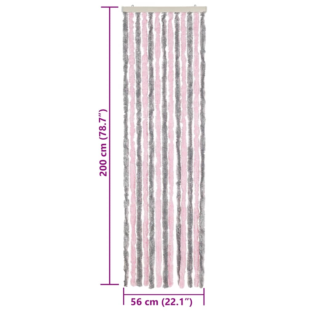 Zastor protiv muha srebrnosivi i ružičasti 56x200 cm šenil