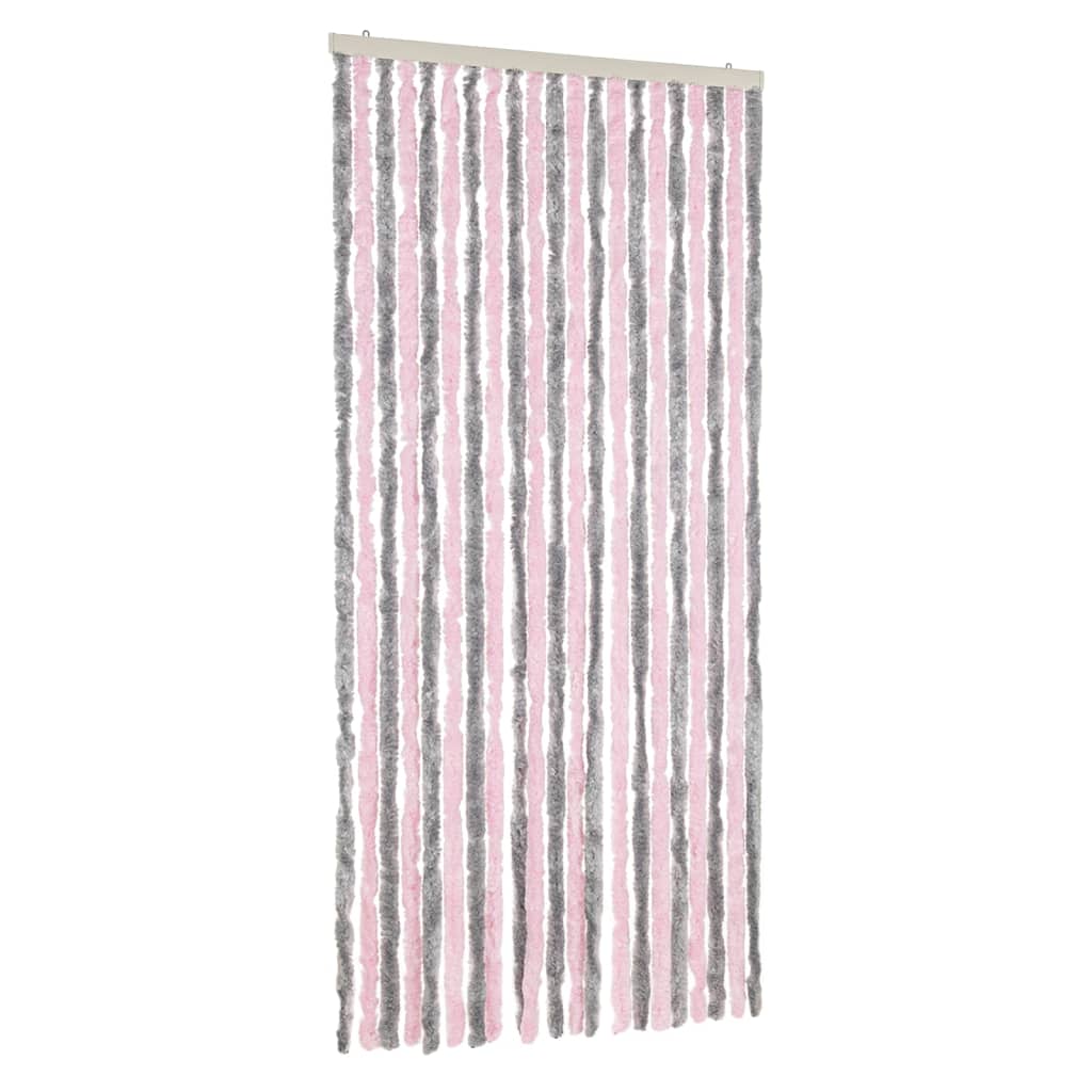 Zastor protiv muha srebrnosivi i ružičasti 90 x 220 cm šenil