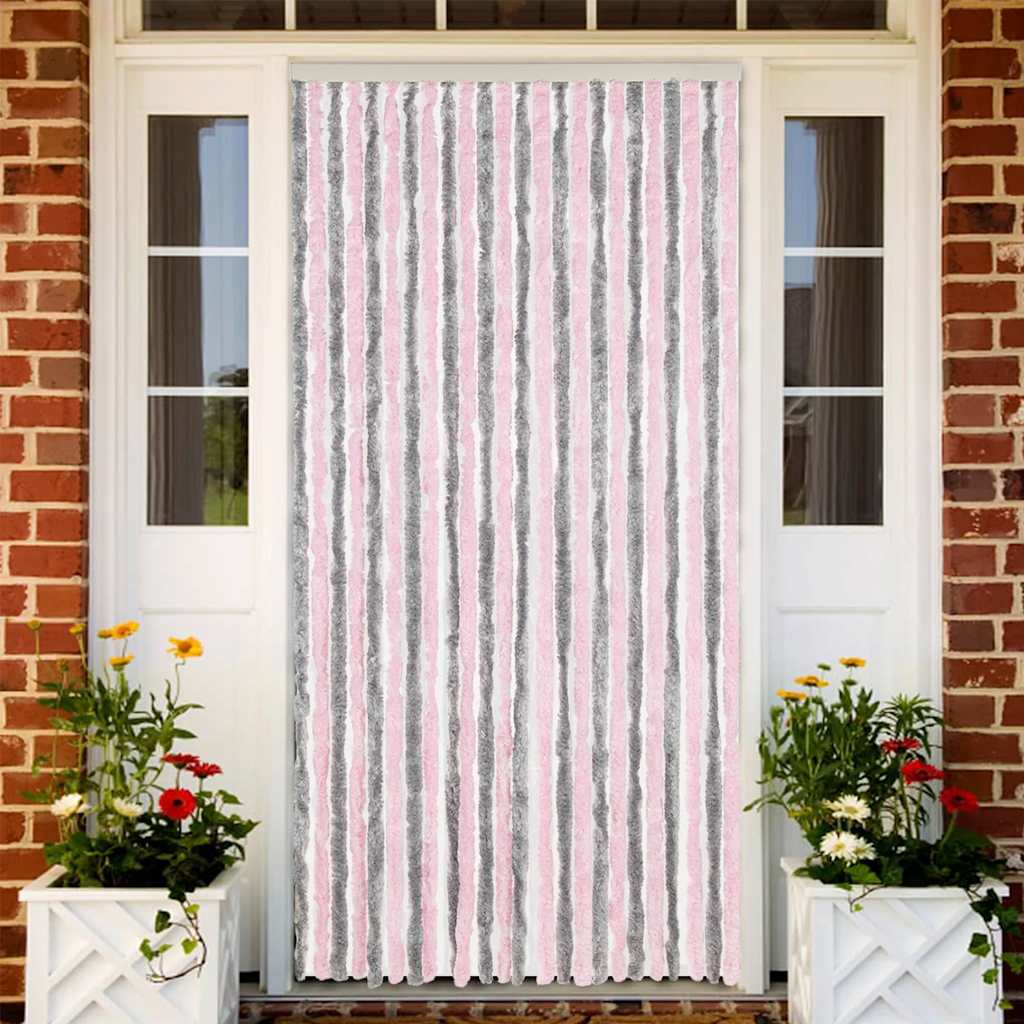 Zastor protiv muha srebrnosivi i ružičasti 100 x 230 cm šenil