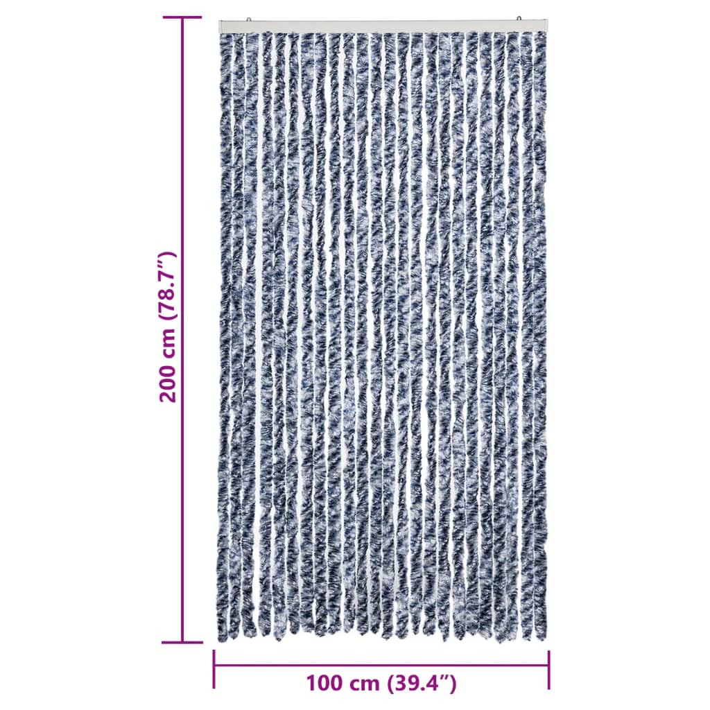 Zastor protiv muha plava i bijeli 100 x 200 cm od šenila