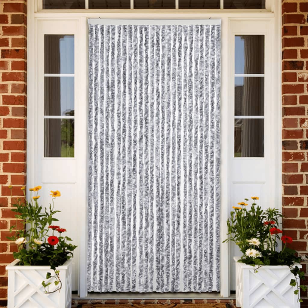 Zastor protiv muha bijelo-sivi 100 x 200 cm od šenila