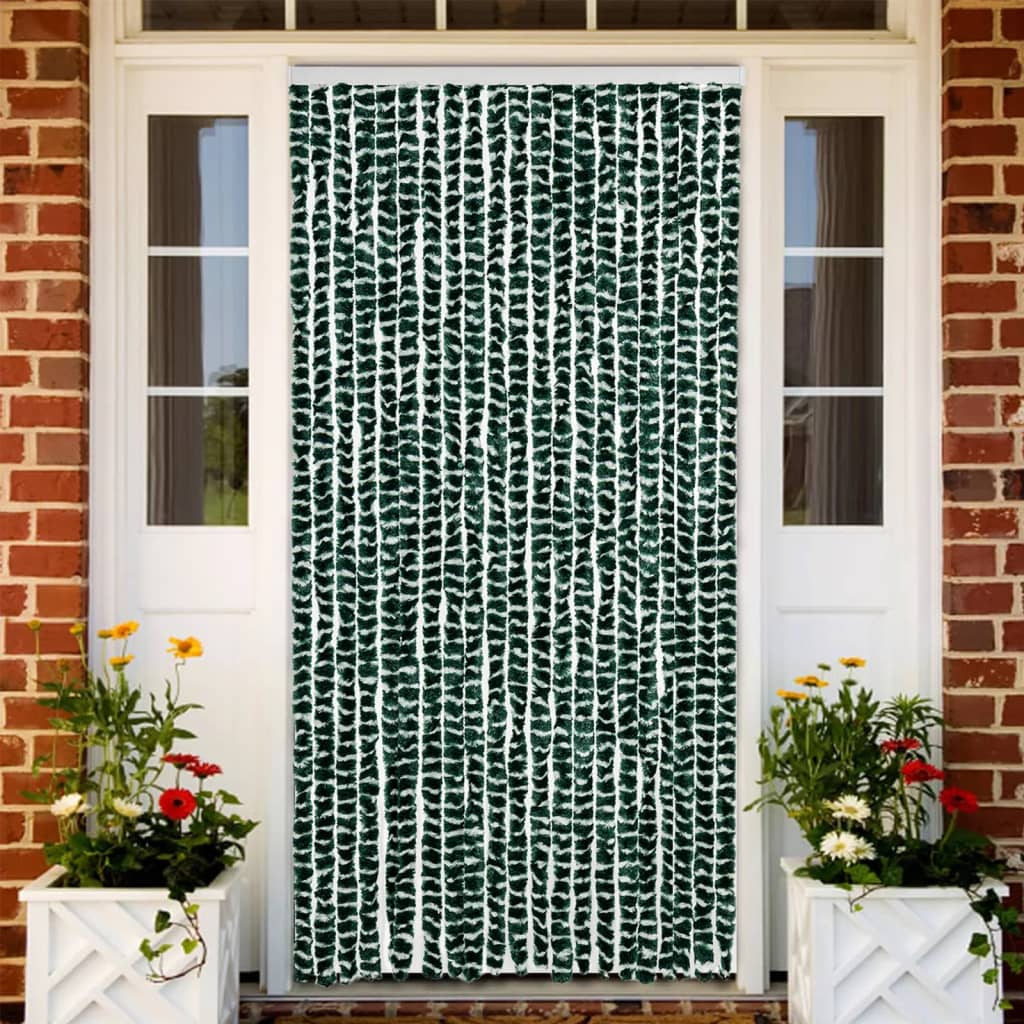 Zastor protiv muha zelena i bijela 90 x 200 cm od šenila