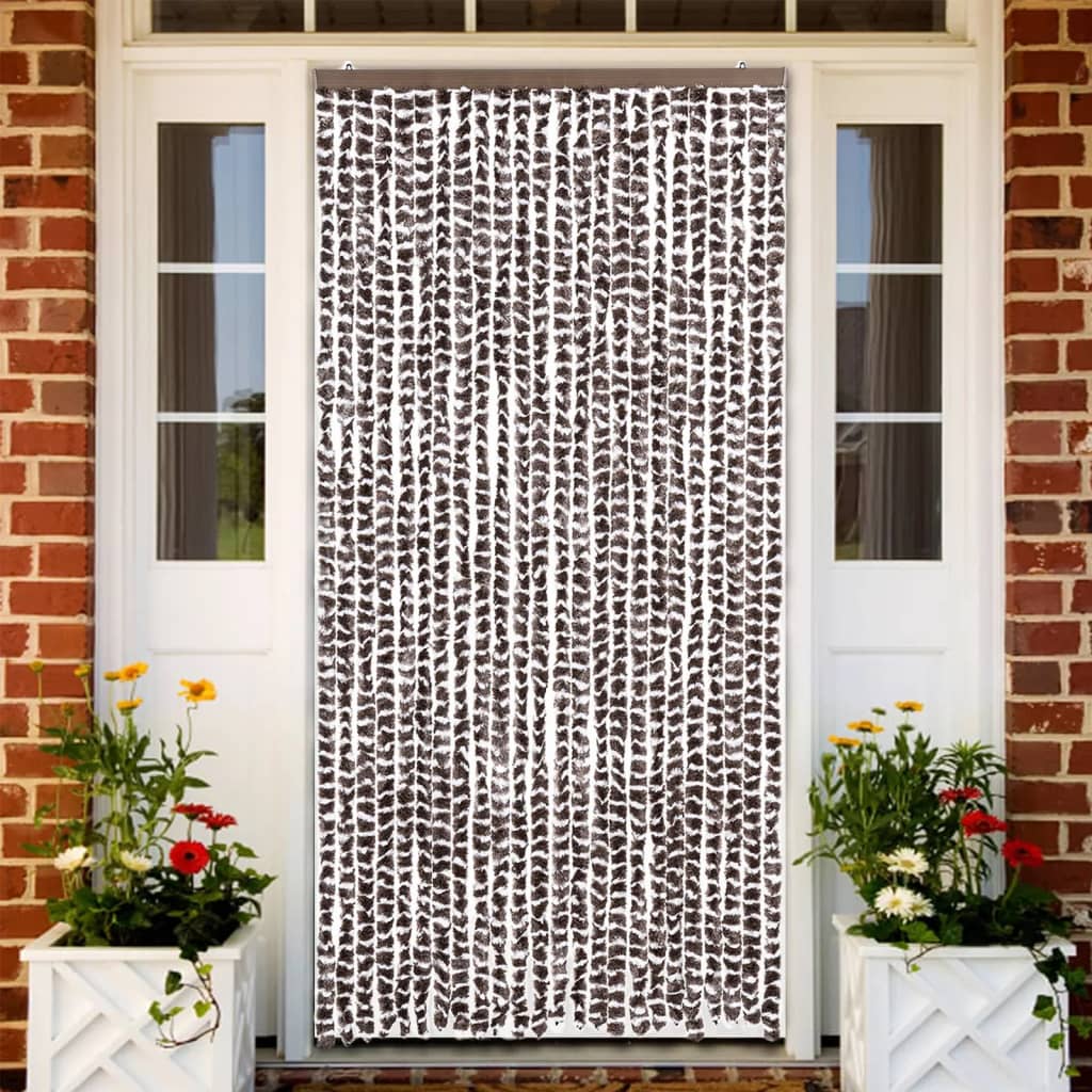 Zastor protiv muha smeđa i bijela 100 x 230 cm od šenila