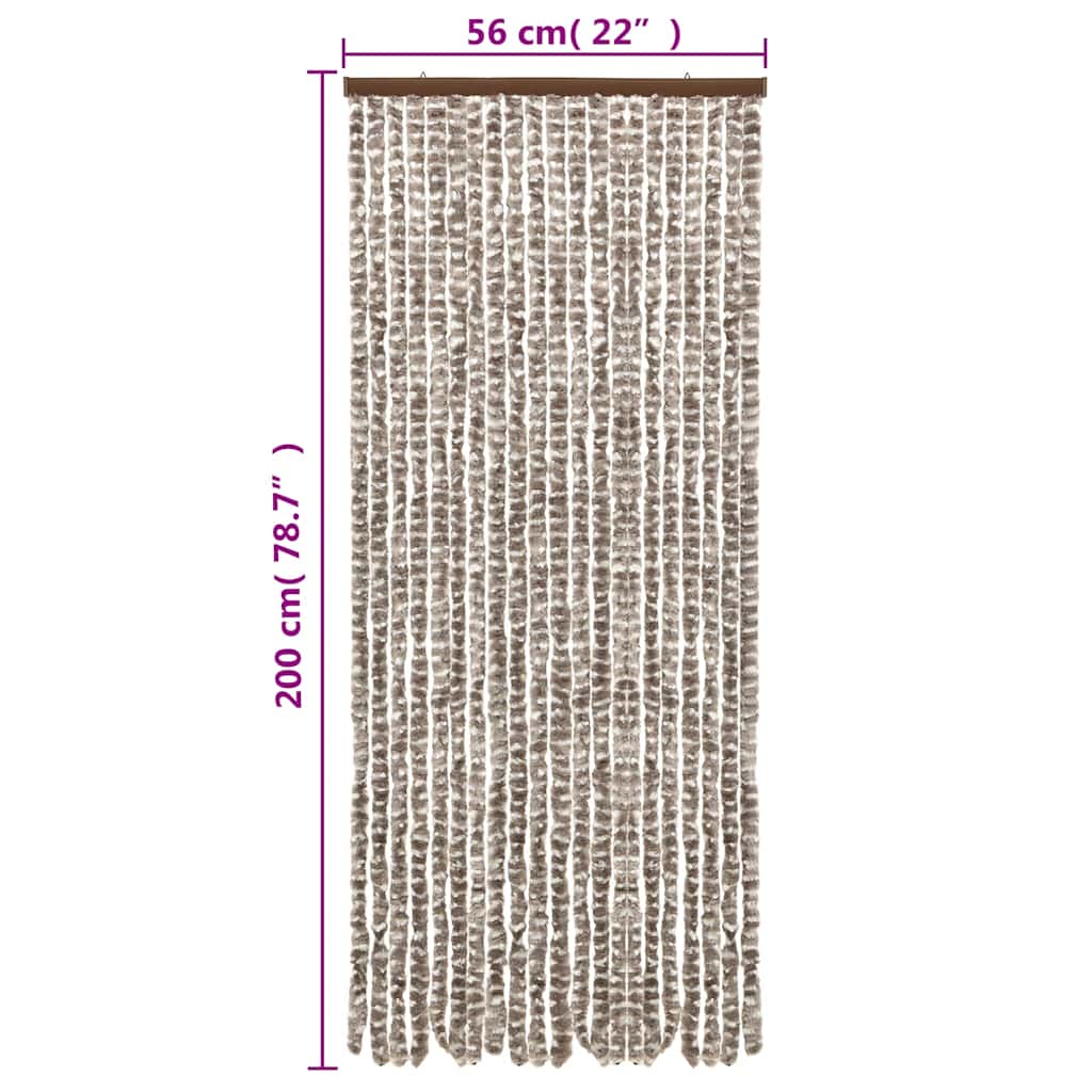 Zastor protiv muha Smeđesiva i bijeli 56 x 200 cm od šenila