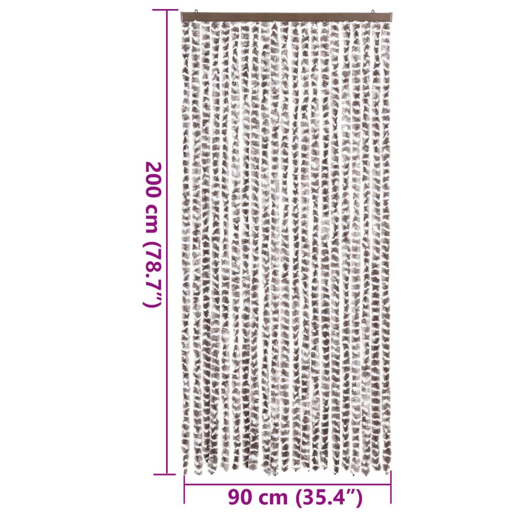 Zastor protiv muha Smeđesiva i bijeli 90 x 200 cm od šenila