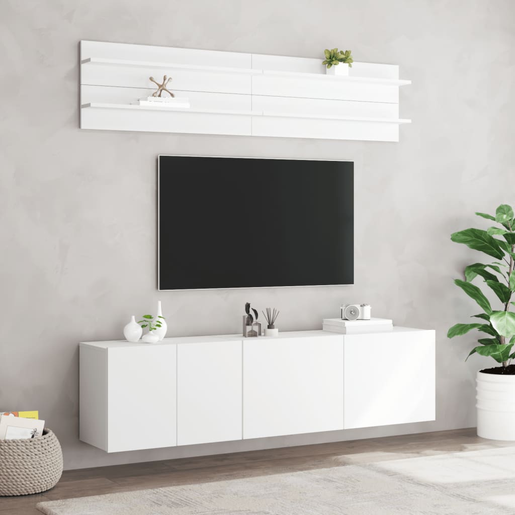 Zidni TV elementi, 6 dijelova, bijeli, od inženjerskog drva