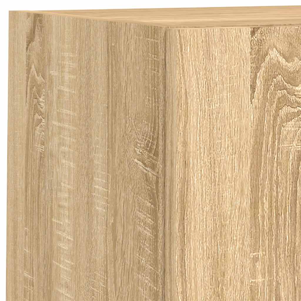 6-dijelni zidni TV elementi s LED svjetlima boja hrasta drveni
