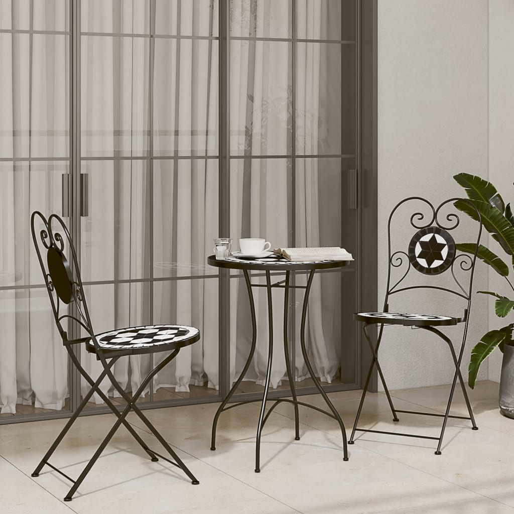Bistro stolić s mozaikom crno-bijeli Ø50x70 cm keramički