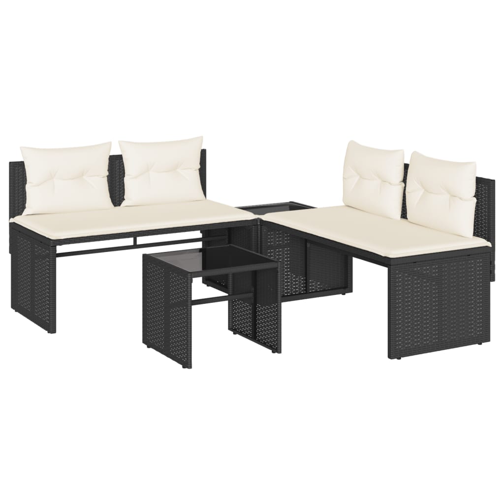4-dijelni set vrtnih sofa od poliratana s jastucima crni