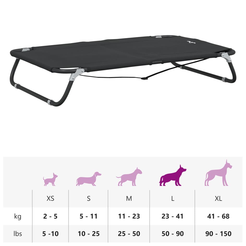 Krevet za pse sklopivi antracit od tkanine Oxford i čelika