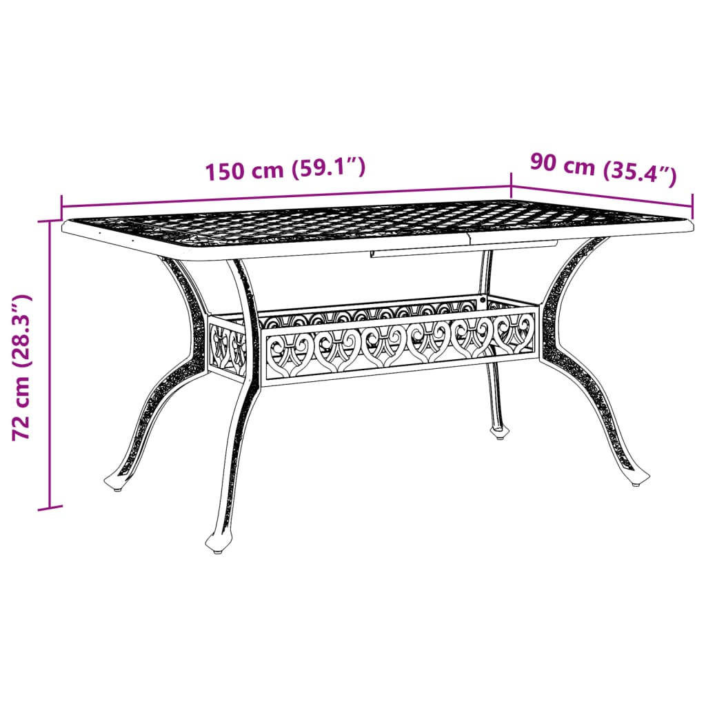 Vrtni stol bijeli 150 x 90 x 72 cm od lijevanog aluminija