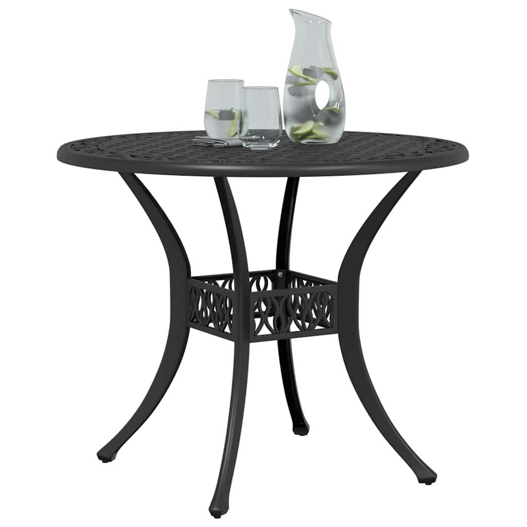 Vrtni stol crni Ø 90 x 75 cm od lijevanog aluminija