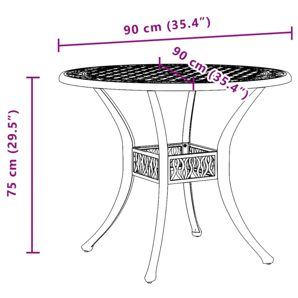 Vrtni stol zeleni Ø90x75 cm od lijevanog aluminija