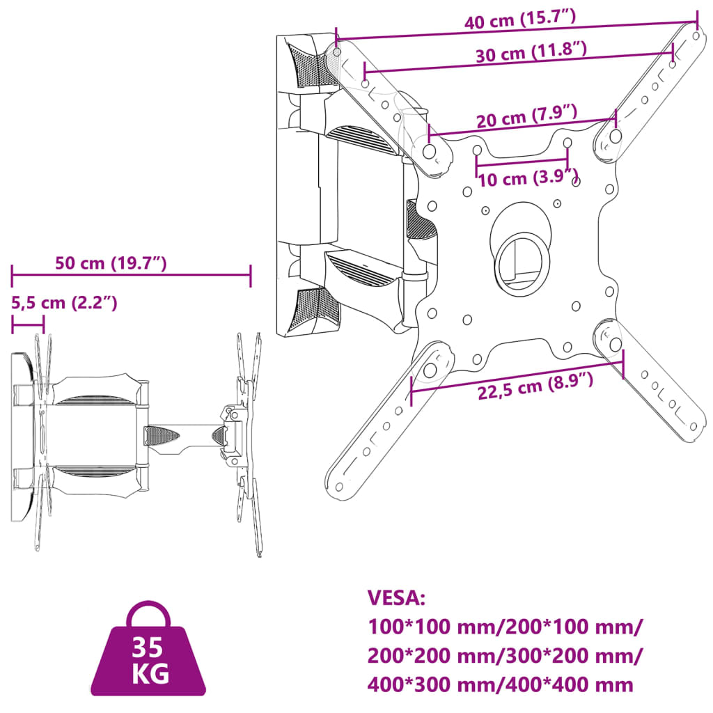 Zidni nosač za zaslon od 32-55 inča maks. VESA 400x400 mm 35 kg