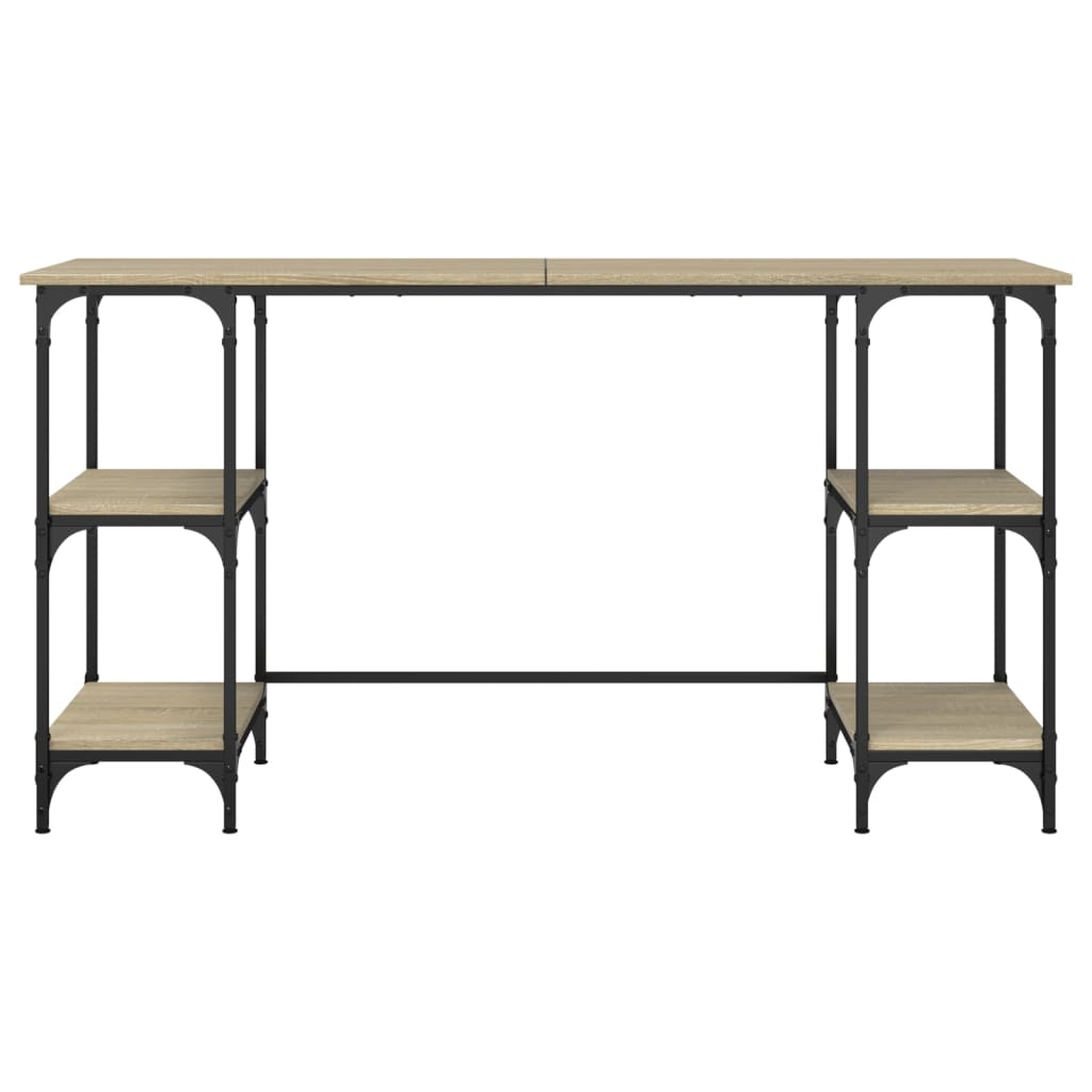 Radni stol boja hrasta 140x50x75 cm metal i konstruirano drvo