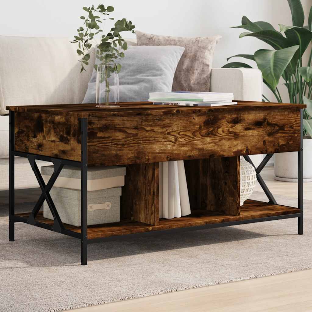 Stolić za kavu boja hrasta 100 x 55 x 50 cm od drva i metala