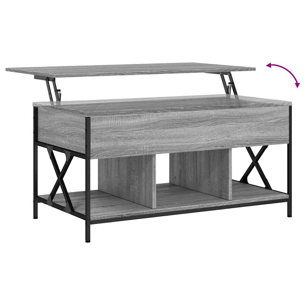 Stolić za kavu siva boja hrasta 100x55x50 cm od drva i metala